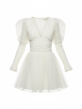 Sugar Thrillz Ivory Organza Mini Dress